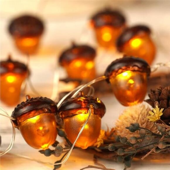 3D Acorn Fall Decor Harvest String Lights Battery Powered with Remote - Picture 8 of 8